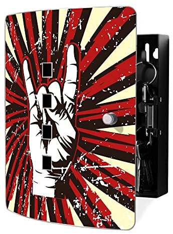 banjado Design Schlüsselkasten aus Edelstahl für 10 Schlüssel/Schlüsselschrank zur Schlüssel Aufbewahrung 24 x 21,5 x 7cm groß mit praktischem Magnetverschluss/Motiv Rock On