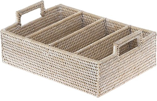 KOUBOO Lo Jolla Rattan-Bestecktablett, weiß gewaschen