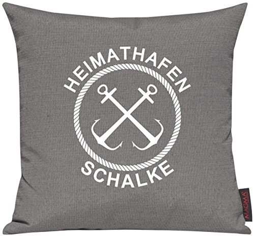 Shirtinstyle Sofakissen Heimathafen Schalke, Kissen, Meer, Heimatort, Stadt, Urlaub, Größe 40 x 40cm, Farbe Grau