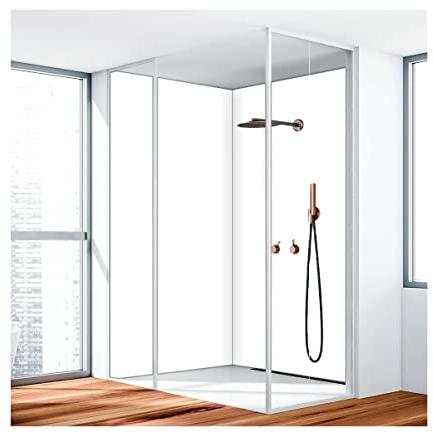 KERABAD Duschrückwand, Badrückwand, Duschverkleidung aus 3 mm Alu-Verbundplatte, 90x220cm,Weiß RAL 9016