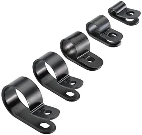 Homesmart 50 Pack Black Nylon P Clips - 25mm Inner Ø Diameter - For Cables, Conduit & Tubing - Automotive, Agriculture & More