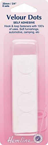 Hemline Hook And Loop Stick On 20mm Dots White