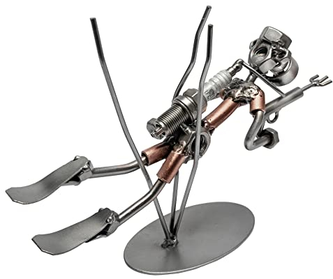 STEEMO Original Schraubenmännchen Figur: Tauchen Speerfischen - Geschenk Taucher, Metall-Kunst Deko Skulptur, Stahl, grau, 23x6x16 cm