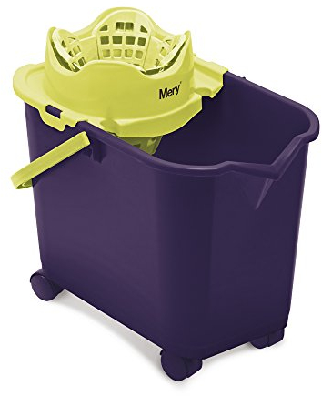 Mery | Cubo Automático | Cubo para Fregona | Cubo con Ruedas | Polipropileno | 20 litros | Morado y Lima | Medidas: 28,5x43,5x42 cm