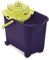 Mery | Cubo Automático | Cubo para Fregona | Cubo con Ruedas | Polipropileno | 20 litros | Morado y Lima | Medidas: 28,5x43,5x42 cm