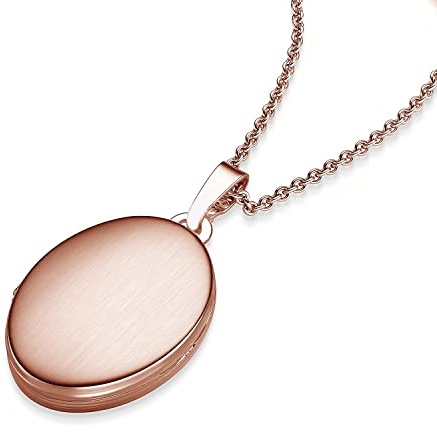 Medaillon oval Amulett (Mealion, Medallion) zum Öffnen, aufklappen, aufklappbar mit Kette für Foto Rotgold Kette hochwertig vergoldet! + inkl. Luxusetui + Kette Rotgold FF04 VGRT45