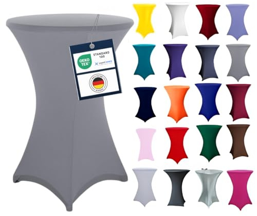 Expand Original Stehtischhusse Grau Ø 80cm-86cm | Überzug, Husse, Stretchhusse für Stehtische, Bistrotische, Stretch