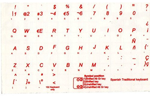 adesivitastiera. it – Pegatinas Letras Teclado español fondo transparente letras rojas