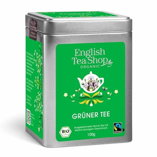 ETS - Grüner Tee, BIO Fairtrade, loser Grüntee aus Ceylon, 100g Dose | fein und blumig - nachhaltig angebaut und handgeerntet - erfrischend lieblich und aromatisch