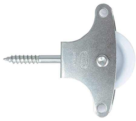 Amig - Polea con Roldana de Plástico de ø39 mm - Especial para Tendederos de Ropa - Segura para Uso Exterior - Acero Zincado - con Tornillo de Sujeción y Guías - Color Plateado