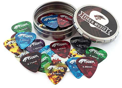 TIGER GAC25 Gitarrenplektrum-Set, mit Dose, mittlere Größe, 25 Stück