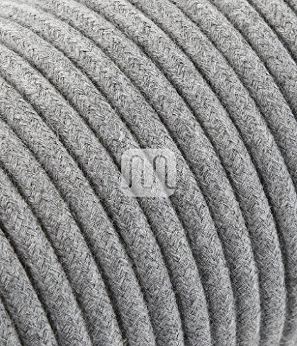 Elektrische Kabel in farbigem Stoff beschichtet. Made in Italy! 50 Meter 3x0, 75 Farbe: Roh Grau