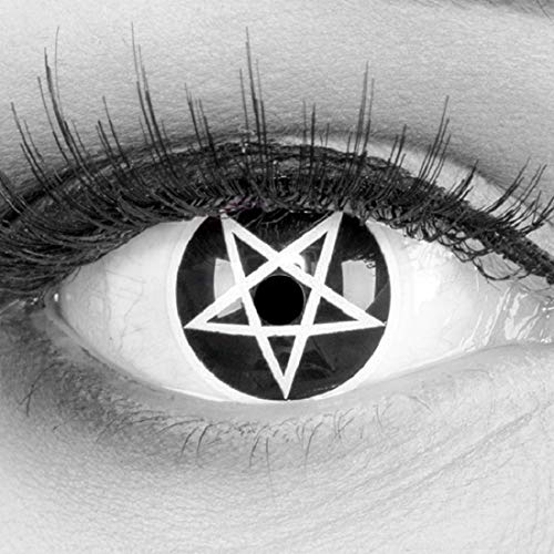 Funnylens 1 Paar farbige schwarze Crazy Fun pentagram Jahres Kontaktlinsen.Topqualität zu Halloween und Karneval mit gratis Kontaktlinsenbehälter ohne Stärke!
