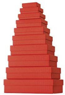Stewo Geschenkboxen-Set Kartonage, 10-er Satz mit Rillenprägung, rot