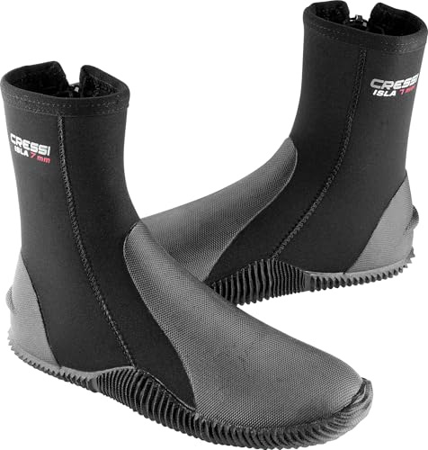 Cressi Isla 7 mm Crew Diving Boots, Black/Black, 7 mm, 9