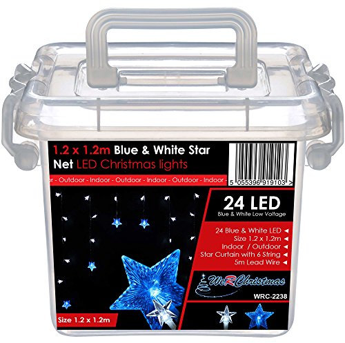 1.2 x 1.2m Star Window Curtain Net Christmas Lights with 24 Blue & White LEDs (suitable for Indoor/Outdoor)
