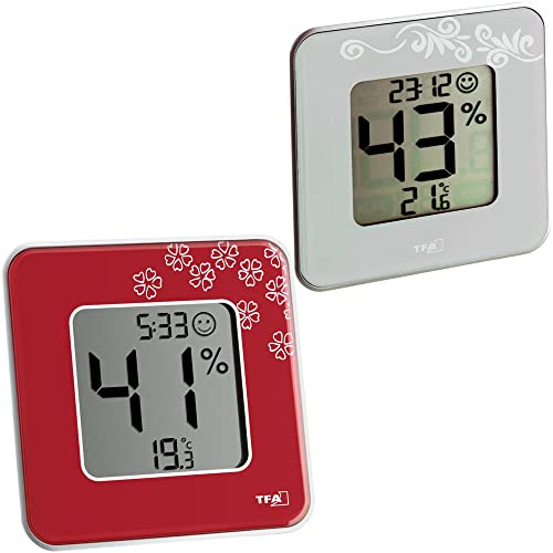 TFA Dostmann Style 30.5021 digitales Thermo-Hygrometer (1 x hellgrau + 1 x rot)