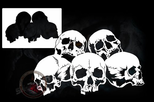 Herterich Products | Airbrush Schablone | Totenkopf Schädel Skull Stencil | Hochwertige Mylarfolie | Lösemittelbeständig | Tattoo und Graffiti Vorlage