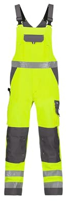 DASSY® Toulouse Warnschutz Latzhose mit Kniepolstertaschen - Größe 66 - NEONGELB/ZEMENTGRAU