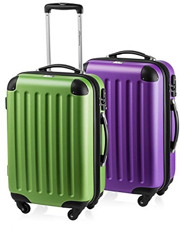 HAUPTSTADTKOFFER - Spree - 2er Koffer-Set Handgepäck Hartschale, TSA, 55 cm mit Volumenerweiterung, Apfelgrün-Aubergine