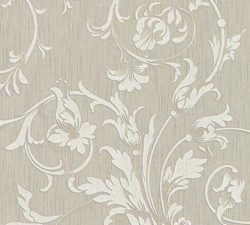 A.S. Création Architects Paper Textiltapete Tessuto Tapete mit Ornamenten floral 10,05 m x 0,53 m beige Made in Germany 956331 95633-1