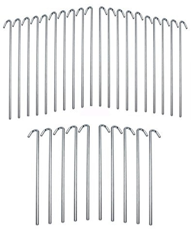 IIT 9 inch 30-Piece Galvanized Steel Tent Pegs-Garden Stakes, Silver Steel