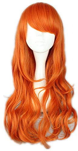COSPLAZA Perücke lang wellig Orange Anime Cosplay Wigs modische ONE PIECE Nami Haar