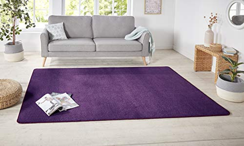 Hanse Home Nasty Teppich – Wohnzimmerteppich Flauschiger Kurzflor Einfarbig Unifarben für Esszimmer, Wohnzimmer, Kinderzimmer, Flur, Schlafzimmer, Küche – Uni Violett, 200x200cm