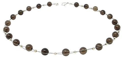 Kette Collier aus echtem Rauchquarz braun Rauchquarzkette Halskette Damen