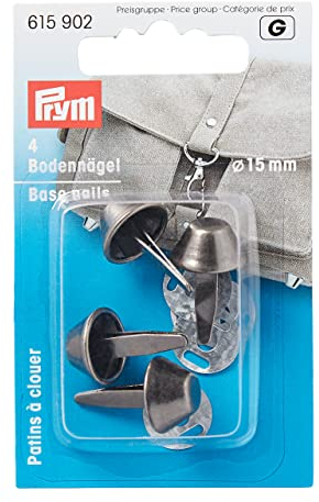 Prym 615902 Bodennägel für Taschen 15 mm Altsilber, Metall: 100%, Silver, Ø 15mm