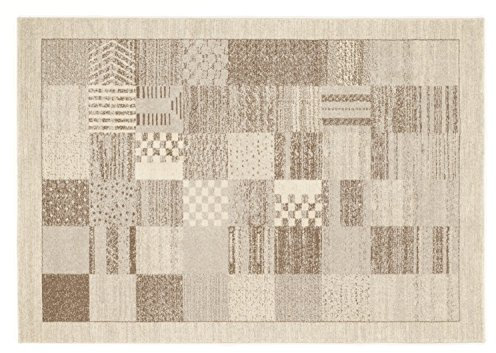 WOOLGROUND FIELD moderner Woll Teppich Wollsiegel in beige, Größe: 170x240 cm