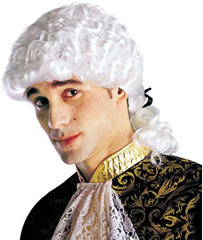 NET TOYS Klassische Perücke Rokoko Amadeus, Rokokoperücke Barockperücke, Barock Klassik Perücken, Weiss, Karnevalsperücke, Einheitsgröße, Kunsthaar