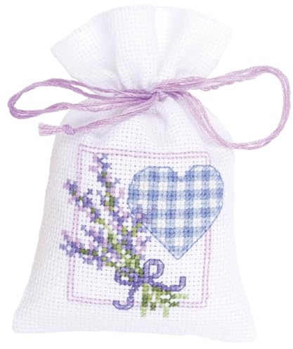 Vervaco PP Bag Lavender Heart Counted Cross Stitch Kit, Multi-Colour