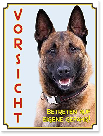 Petsigns Hundeschild - Malinois - Warnschild Schäferhund - Metallschild Hinweisschild, DIN A5