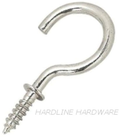 10 PACK CHROME CUP HOOKS SHOULDERED 25mm