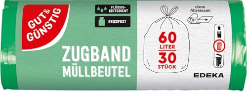 Gut & Günstig 30 Zugband Müllbeutel 60L 64cmx71cm