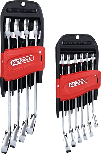 KS Tools 503.5950 DUO GEARplus Ratschenringmaulschlüssel mit Maul-Ratschenfunktion, umschaltbar, 10-tlg Satin-chrom