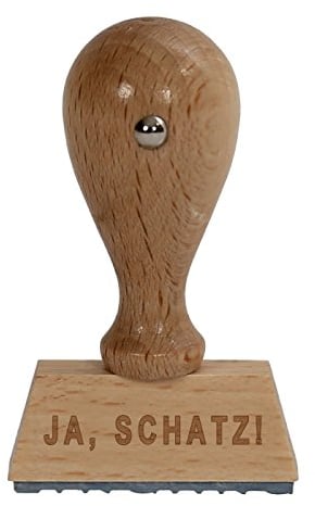 Bütic Spaß Holzstempel V2 / Fun-Stempel HS4010 mit Beschriftung oder Wunschtext, Spaßstempel:JA. Schatz!