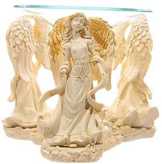 Puckator Cream Angel Ölbrenner, Harz, beige, 12 cm