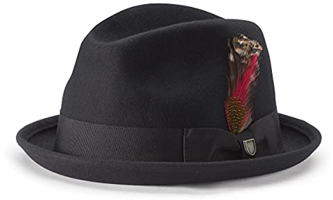 Brixton Headwear, GAIN FEDORA, Black, M, 00001, black felt