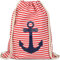styleBREAKER Turnbeutel Rucksack im maritimen Design mit Streifen und Anker Print, Sportbeutel, Unisex 02012052, Farbe:Rot-Weiß/Marine
