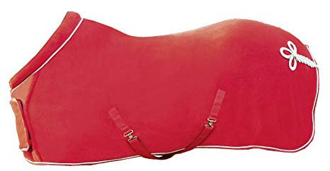 HKM 7224 Fleecedecke mit Kragen, Pferdedecke Stalldecke Weidedecke, Rot, 115 cm