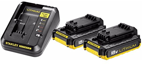 Stanley FATMAX Pack Chargeur 14,4V et 18V et 2 Batteries 18V 2Ah Chargement Rapide Compatible Gamme Fatmax 18V Robuste et Ergonomique FMC693D2-QW