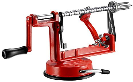 qobobo 3 in 1 - Apfelschäler & Entkerner - Apfelschäler Apfelentkerner Apfelschneider Apfelschälmaschine Apfel Rot