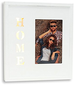 levandeo LED Bilderrahmen B x H x T: 21x24x3cm Home 10x15 Holz Weiß 6 LEDs Fotorahmen Einzelrahmen Dekoration Wanddekoration Geschenkidee