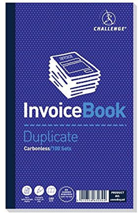 Challenge 210 x 130 mm Duplicate Book Carbonless Invoice without Vat/Tax, 100 Pages, Set of 5,Blue