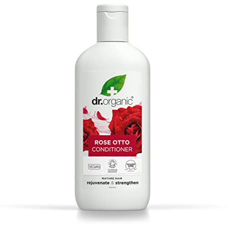 Dr Organic Rose Otto Conditioner, Restoring, Mens, Womens, Natural, Vegan, Cruelty-Free, Paraben & SLS-Free, Recyclable & Recycled Ocean Bound Plastic, Certified Organic, 265ml, Packaging may vary