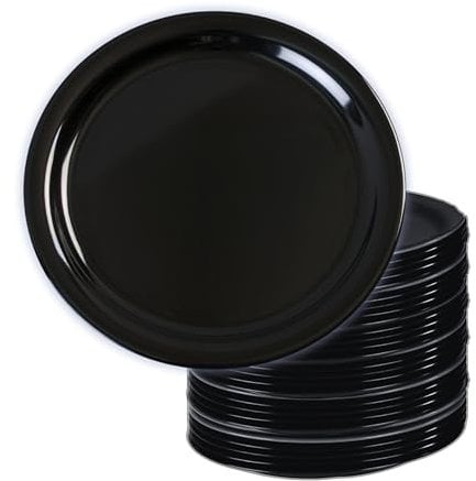 Carlisle FoodService Products CFS KL20003 Kingline Melamine Dinner Plate, 8.92 Diameter x 0.77 Height, Black (Case of 48)