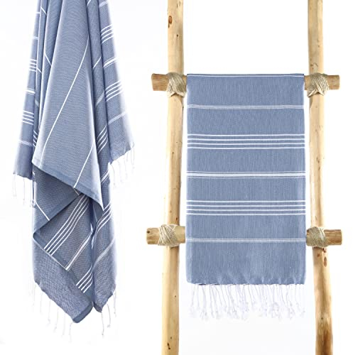 Cacala Türkische Badetücher, Pure-Serie, Baumwolle, grau/blau, 95 x 175 x 0.5 cm