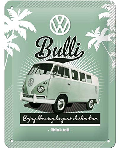Nostalgic-Art Retro Blechschild, 15 x 20 cm, VW Retro Bulli – Volkswagen Bus Geschenk-Idee, Original Lizenzprodukt (OLP), aus Metall, Vintage Design, Blechschilder Sprüche